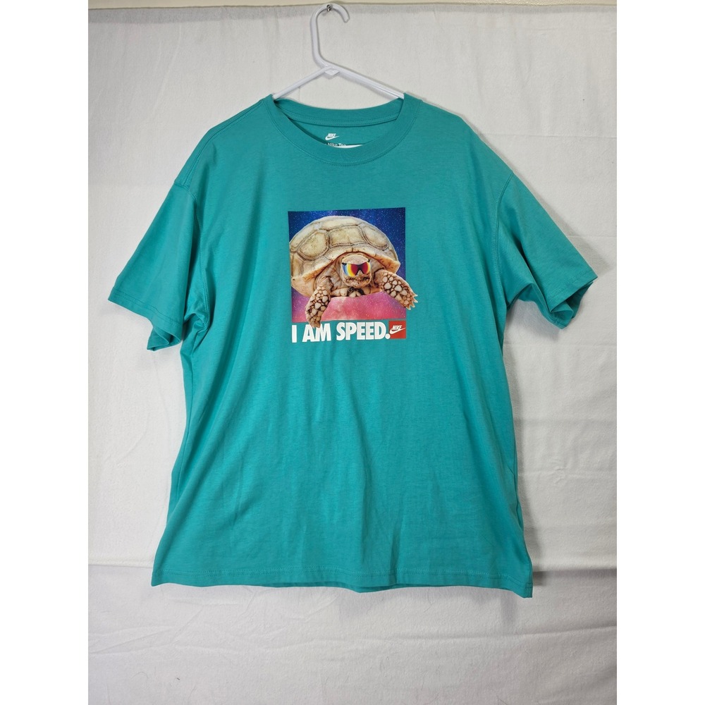 Nike I Am Speed Tortoise L Graphic T-Shirt Men's Large Teal Loose Fit FA2301-474